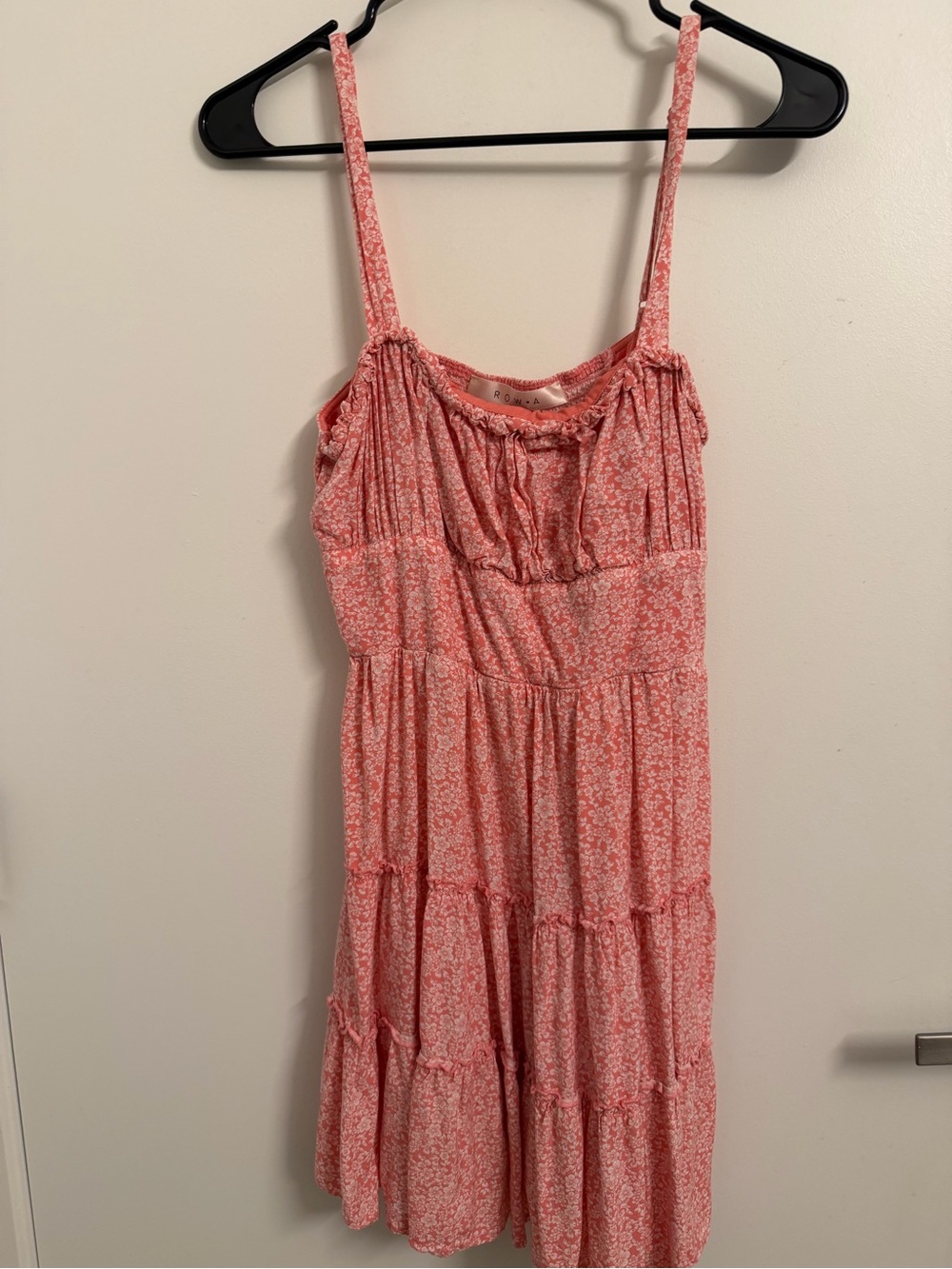 Women’s Coral Printed Midi Sundress - Sleeveless Tiered Dress